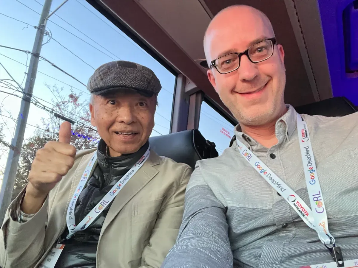 Jeffrey with Minoru Asada at The Conference on Robot Learning (CoRL)